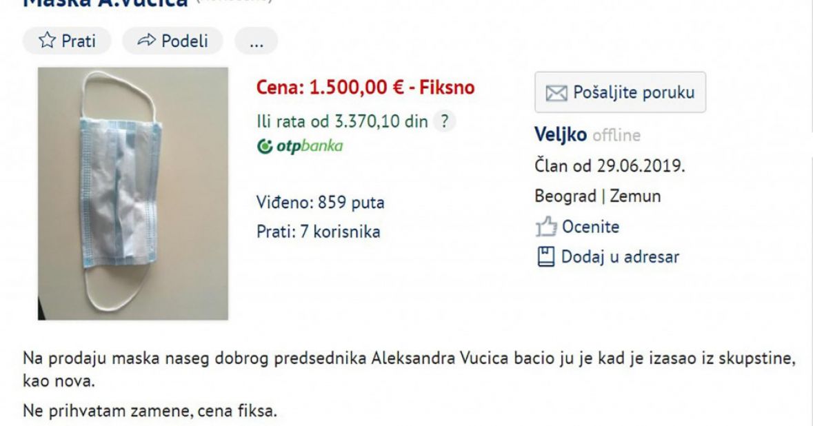 Maska Vučića na prodaju - undefined
